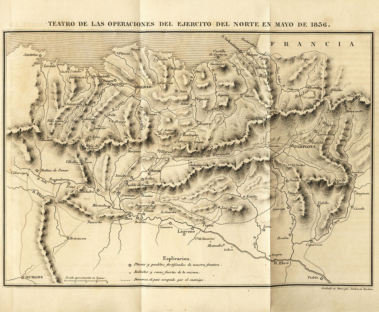 Theater of operations of the Liberal Army of the North, May 1836