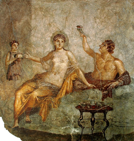Banquet scene, fresco, Herculaneum, Italy, c. 50 BC