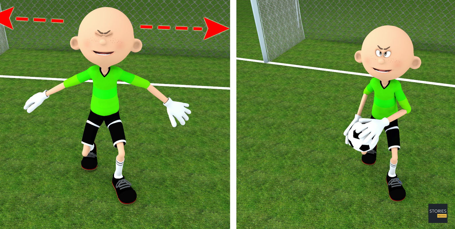 Soccer Goalkeeper Reading the Kicker during Penalty Kick | Stories Preschool