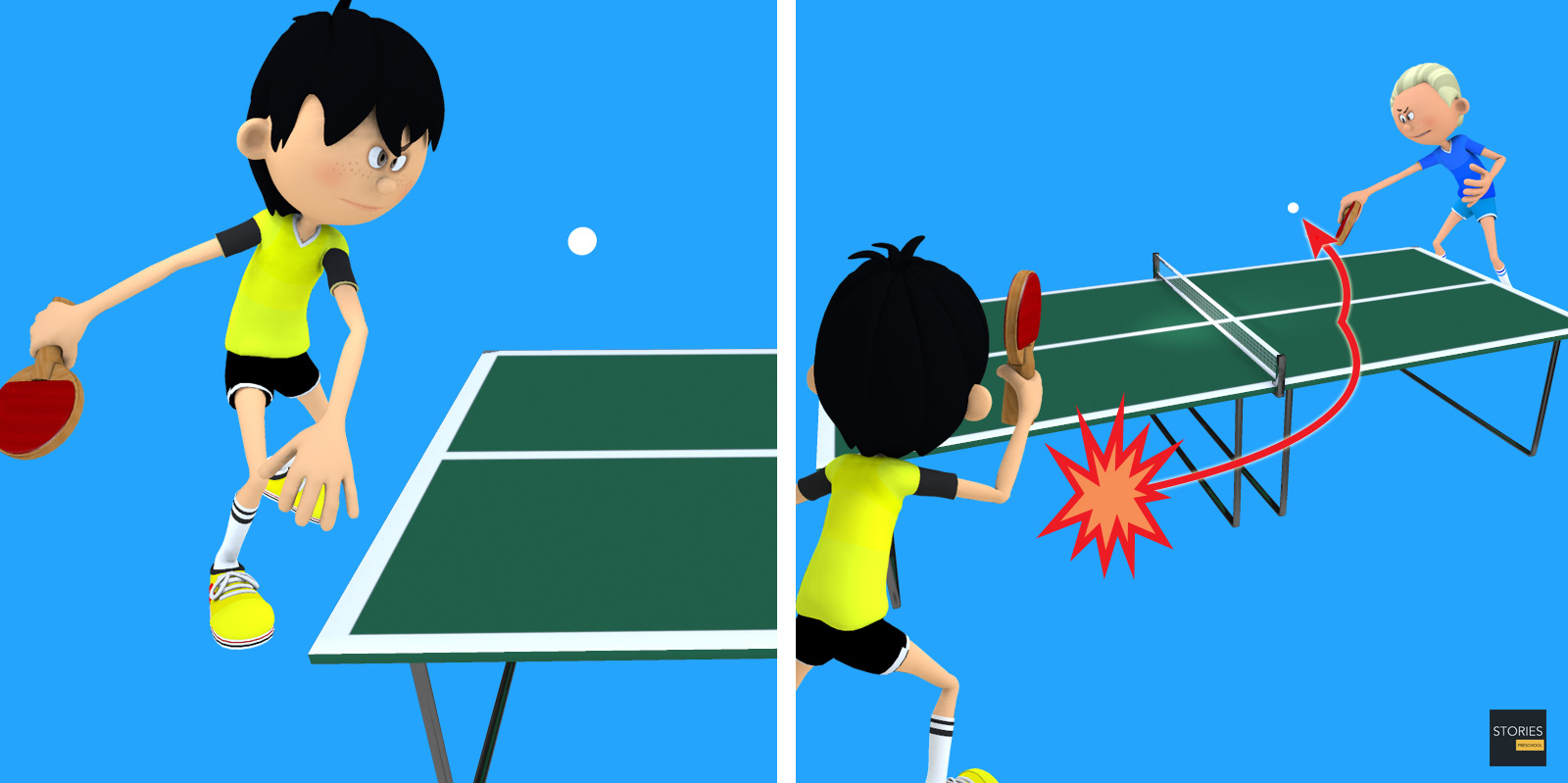 Table Tennis Gameplay Corkspin Stroke | Stories Preschool